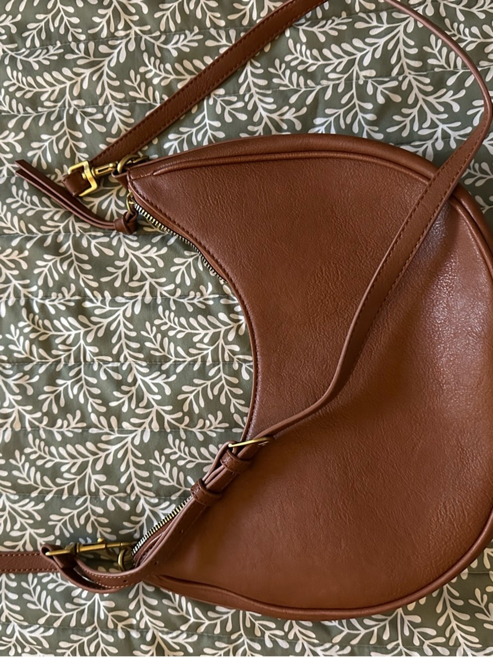 Sonoma Brown Crescent Shoulder Bag with Gold Hardware